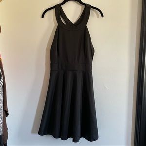 Windsor Black Skater Dress Open Back A-line Mini Dress Flowy Thick Straps
